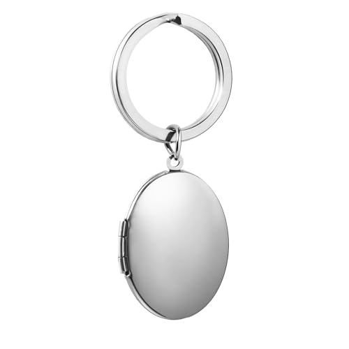 PHOCKSIN Silver Heart Locket Keychains for Women Gold Custom Locket Key Chain Personalized Picture Locket for Birthday Gifts - color: #06 Oval Silver, style: Regular(no Customize)