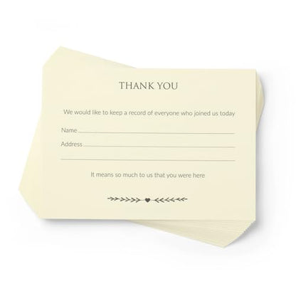 ANGEL & DOVE 25 Ivory Funeral Attendance Cards - Collect Guest Name & Addresses