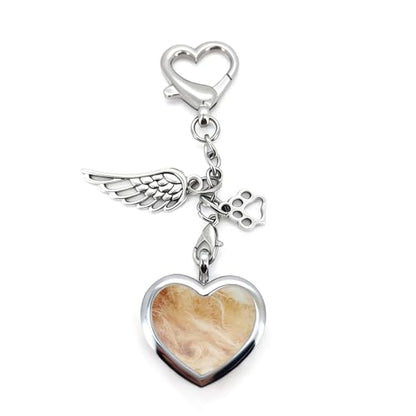Pet Loss Sympathy Gift for Dog or Cat Owners, Heart Fur Memorial Keychain, Stainless Steel & Glass Keepsake Locket, Emotional Pet Remembrance Keyring for Daily Carry or Bag Charm