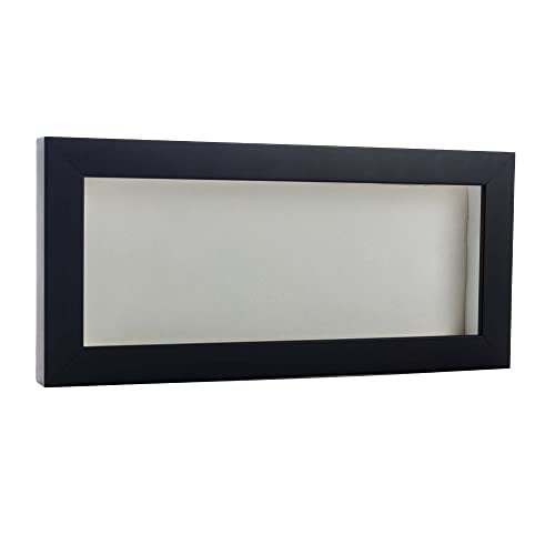 14x22 Shadow Box Frame Black Wood | with a 3/4" Usable Display Depth | Includes a White Real Suede Texture Acid-Free Backing Board, UV Resistant Acrylic, and Hanging Hardware