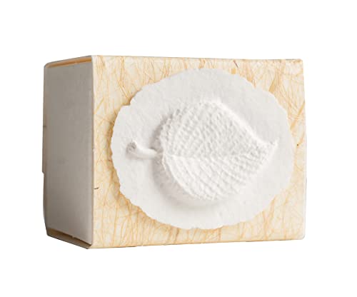 Earth Memorials The Favorite Place Biodegradable Urn for Human Ashes, Small Leaf Urn Box, Water Burial, Natural Golden Grass with Leaf, R-223 - color: Leaf on Golden Natural Grass Paper, size: Small, 80 Cubic Inches 5”L x 4”W x 4”H