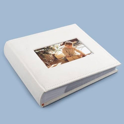 Photo Album Hold 200 4x6 Photos with Front Window for DIY (Cream) - color: Cream