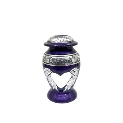 Angel Wings & Heart Cremation Urn (Red Shimmer, Large)' (Purple Glossy, Single - Miniatue) - color: Purple Glossy