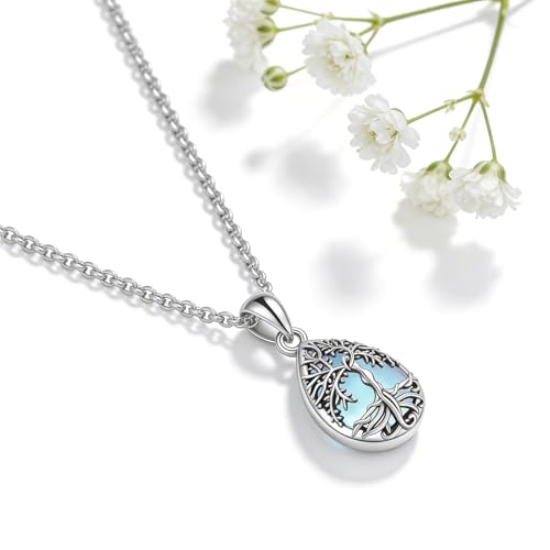 Urn Necklace for Ashes Blue opal Cremation Necklace Keepsake Memory Jewelry for Ashes of Loved Ones Keepsake - style: moonstone urn