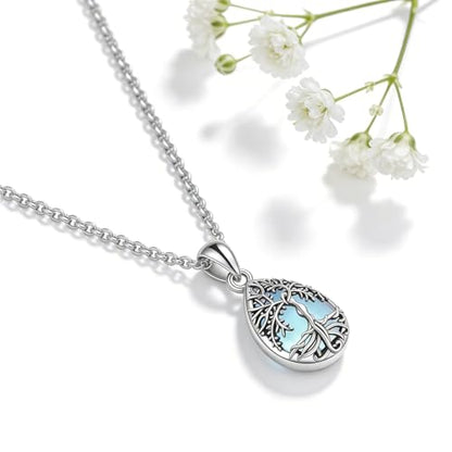 Urn Necklace for Ashes Blue opal Cremation Necklace Keepsake Memory Jewelry for Ashes of Loved Ones Keepsake - style: moonstone urn