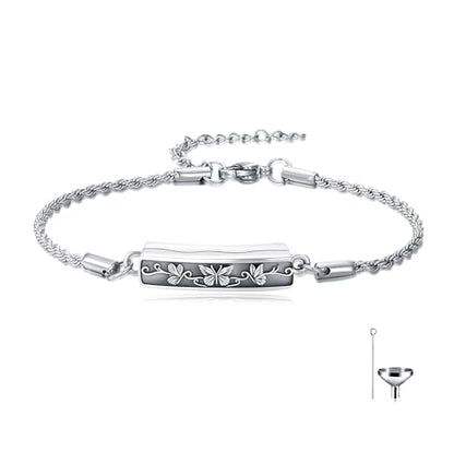Urn Bracelet for Ashes for Women 925 Sterling Silver Bar Cremation Bracelet Cremation Memorial Keepsake Jewelry Gifts for A Loss of Loved Ones - style: Butterfly