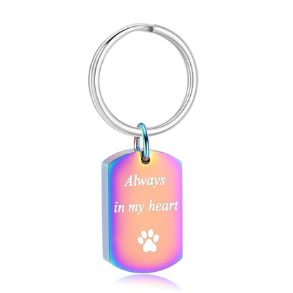 Pet Paw Cremation Jewelry Urn Keychain for Ashes for Women Men Memorial Keepsake Keychain - color: Rainbow
