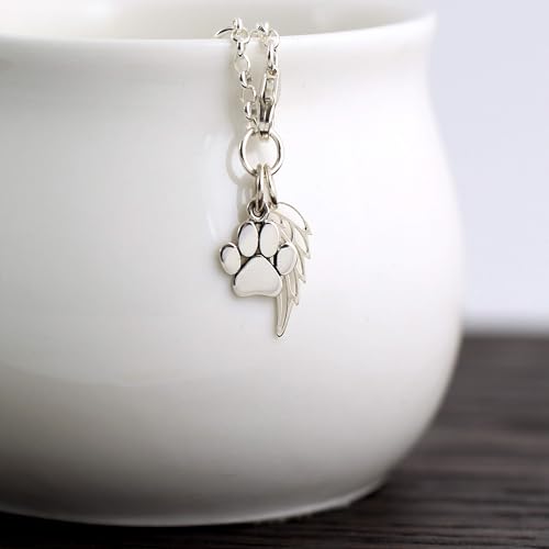 Sterling Silver Paw & Angel Wing Bracelet - Pet Loss Memorial Gift