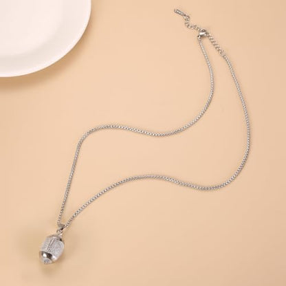 America Football Urn Necklace For Ashes For Men Stainless Steel Rugby Cremation Jewelry Hold Human Ashes Keepsake Neckace Engravable Memorial Of Loved Ones - color: Silver