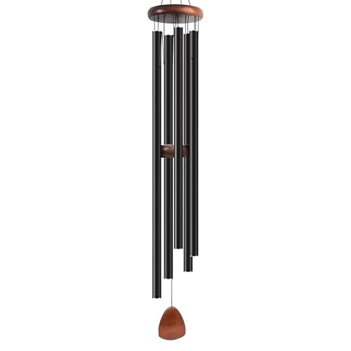Bursvik 65" Aluminum Wind Chimes for Outside (Black), 5 Heavy Duty Tubes - color: Black, size: Classic 65" Deep Tone