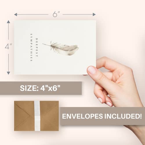 Beautiful Sympathy Cards Set of 20 with Envelopes & Stickers - Bulk Set