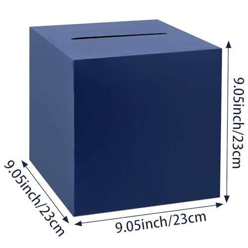 Hooqict Navy Blue Card Box with Slot 9.1" Wedding Favor Gift Card Box for Party, Reception, Graduation, Birthday, Wedding, Bridal or Baby Shower, Raffle Ticket Money Envelope Holder - color: Blue