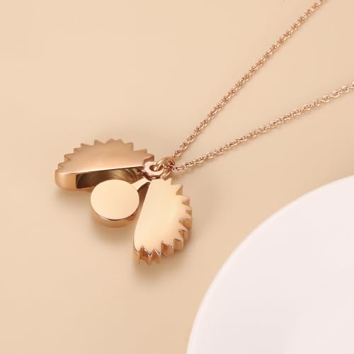 Sunflower Cremation Urn Jewelry For women - color: Rose Gold