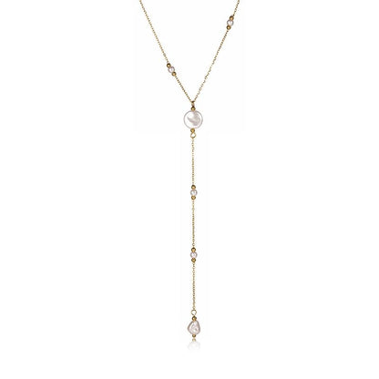 Silver/Gold Plated Angel Wing Pendant Necklace for Women Men | 18K Gold Guardian Angel Wings Feather Necklace Stainless Steel Simple Minimalist Necklaces Birthday Christmas Jewelry Gifts - color: Pearl Gold Y Necklace