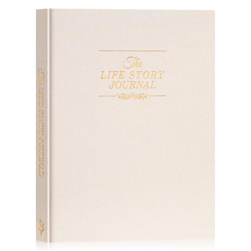 Lanpn Grandparents Life Story Journal Book with Prompts, Linen Legacy Journal Mom Dad Story Memory Keepsake Journal, Tell Me Your Life Story Memory Book to Fill Out, Grandpa Grandma Parent Gift,Beige - color: Beige, size: Legacy Journal
