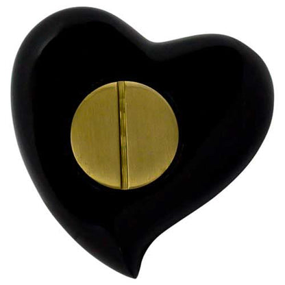 Black Elegance Heart Keepsake Cremation Urn for Ashes, Brass, Black Urn, Keepsake Sized Cremation Urn, 3.5 Inches Wide - color: Black Elegance