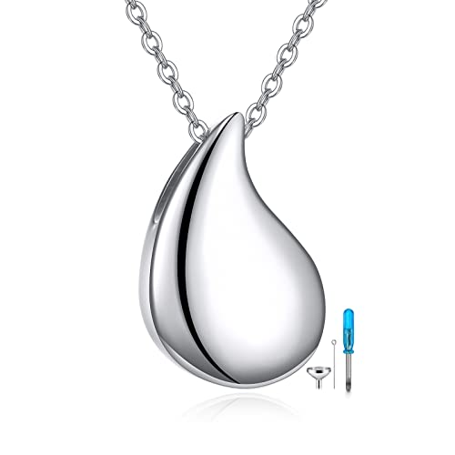 Teardrop Hourglass Urn Necklace for Ashes for Women Sterling Silver Cremation Jewelry Memorial Keepsake Urns Pendant Necklace for Urn Necklaces Ashes - color: Teardrop Urn Necklace 02