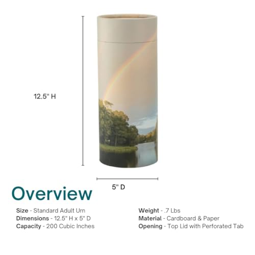 Rainbow Pond Scattering Tube, Biodegradable Cremation Urn for Ashes, Adult Sized Cremation Urn, 12.5 Inches High - color: Rainbow Pond, size: Large