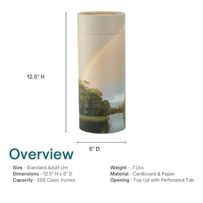 Rainbow Pond Scattering Tube, Biodegradable Cremation Urn for Ashes, Adult Sized Cremation Urn, 12.5 Inches High - color: Rainbow Pond, size: Large
