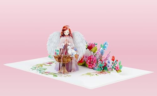 Guardian Angel Sympathy Cards with Envelopes, 3D Get Well Pop Up Cards for Women, Funeral Bereavement Memorial Christmas With Angel (6x8in Pray Angel) - color: Easter Angel