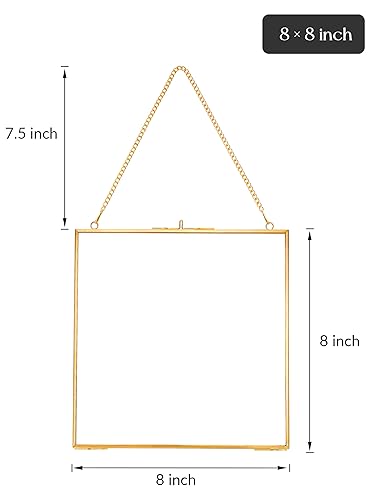 REDHUGO Glass Pressed Flower Frames, Square, Gold, 8x8 Inches - color: Gold, size: 8L" x 8W"