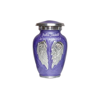 Lilac Angel Wings Funeral Cremation Keepsake Urn with Velvet Bag (Lilac, Small) - color: Lilac, size: Small