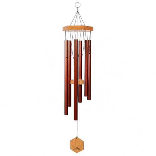 Copper Red Wind Chimes for Outside, 29 Inch Hand Tuned G Major Pentatonic Wind Chime, Memorial Sympathy Gift for Loss of Loved One, Deep Tone Aluminum Bamboo Garden Patio Porch Decor - size: 29 Inch
