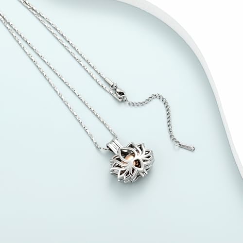 Imrsanl Cremation Jewelry for Ashes - Lotus Flower Ashes Pendant Necklace with Mini Keepsake Urn Memorial Ash Jewelry - color: Z-Silver Rose Gold