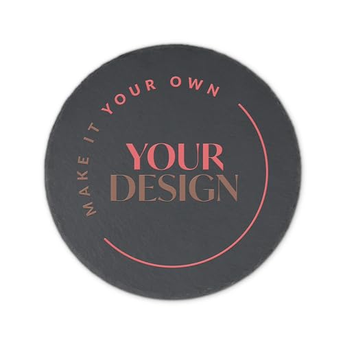 Weddingstar Custom Printed 9 ⅞" Round Black Slate Garden Stone for Yard - Upload Your Own Design - color: Upload Your Own Design