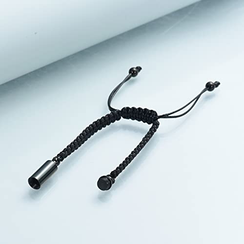 shajwo Cylinder Urn Bracelet for Ashes for Women Men - color: Black Rope