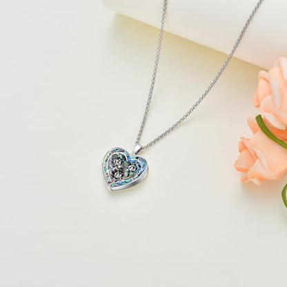 Dorunmo Locket Necklace 925 Sterling Silver Pictures Photo Keep Someone Near to You Custom Lockets Mother's Day Jewelry Personalized Photo Locket Gifts - color: C-Lotus-Abalone, style: Locket Only