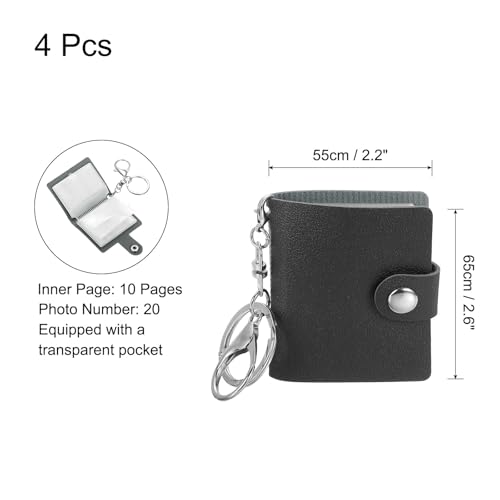 uxcell Mini Photo Keychain DIY Small Memory Key Ring Picture Book for Family - color: Black