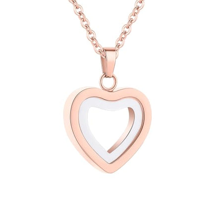 Glass Heart Cremation Urn Necklace for Ashes Stainless Steel Memorial Ash Pendant Keepsake Jewelry Cremation Jewelry for Women - color: Rose Gold