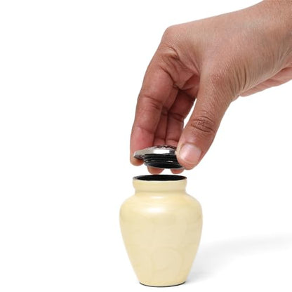 Small Urns for Human Ashes Adult Male Female | Yellow Sunflower Theme | Gift Pack of Mini Funeral Ashes Urn and Velvet Carry Bags | Yellow YSFS1 - color: Yellow/Silver
