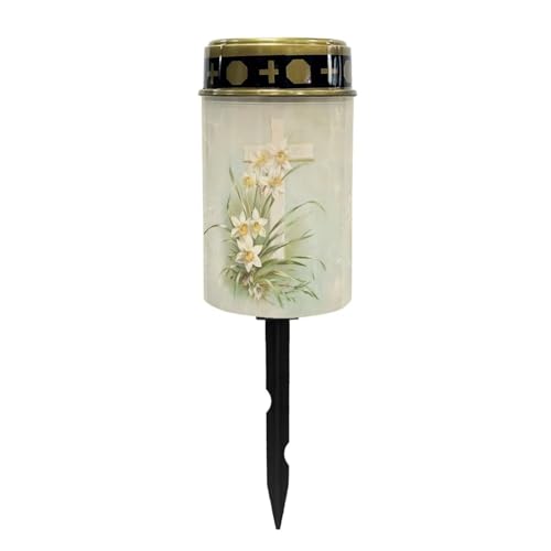 Cross Floral Solar Grave Lights - Flameless Solar Powered Light for Prayer, Waterproof Cemetery Decor Candle Lamp - color: Cross Floral