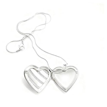 925 Sterling Silver Necklace for Women – Layered Stackable Choker Necklaces with Heart Photo Locket & Star - Pendant 18" Chain Gift for Wife, Mom, Girlfriend, Birthday, Anniversary, Valentine’s Day - color: Twill Heart
