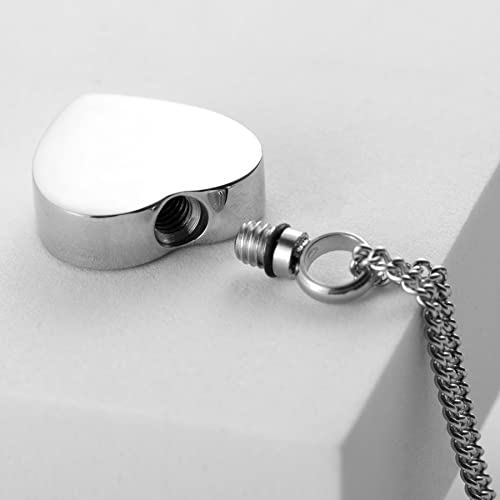 3 Pack Urn Necklace for Ashes Memorial Cremation Jewelry Ashes, Heart Silver Locket Stainless Steel Urns Pendant Keepsake with Different Words & Funnel Kit Bag