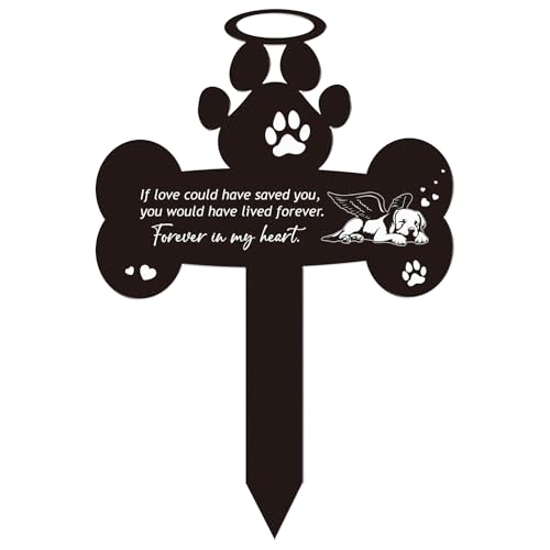 Rngmsi Pet Grave Markers Dog - Pets Memorial Stone Decorations Cemetery Headstones Decor Graveyard Remembrance Graveside Metal Stake Sign for Outdoors Yard - style: Dog