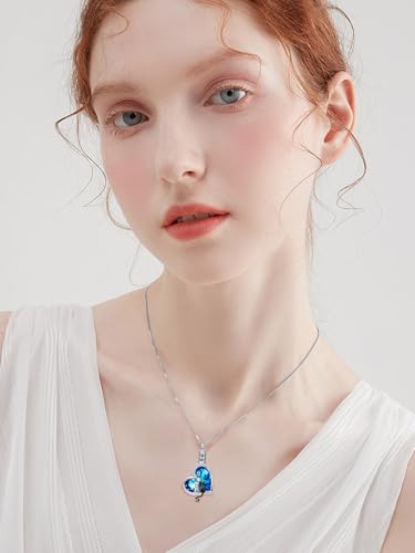 TOUPOP Sterling Silver Urn Necklace for Ashes with Crystal Memorial Keepsake Dragonfly/Butterfly/Cardinal/Cat/Dolphin Cremeation Jewelry Birthday Mothers Day Christmas Gifts for Her Women - style: Two Cats