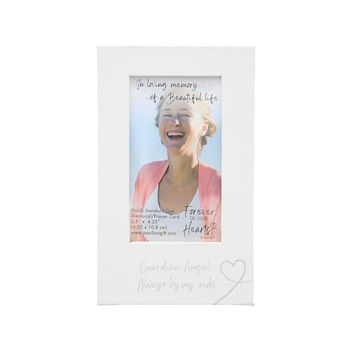 Pavilion Gift Company - Guardian Angel Always By My Side - Car Visor Accessories 2.5" x 4.25" Picture Frame Memorial Card Funeral Prayer Card Memorial Bereavement Loss Of Loved One Travel Gift - color: White, Silver