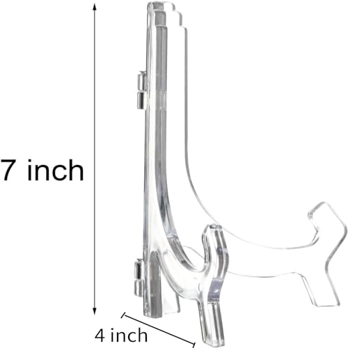 HESTYA 6 Pack 7 Inch Clear Acrylic Easel Stands for Plate Display - color: Clear, size: 7 Inch