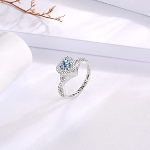 Sariel Teardrop Cremation Ring for Ashes - 925 Sterling Silver Urn Keepake Rings Memorial Jewelry for Women - color: Heart (Blue)