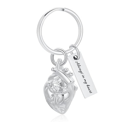 XSMZB Heart Cremation Jewelry Ashes Pendant for Human Pet Funeral Urn Necklace for Ashes Women Men Memorial Urn Jewelry - color: Silver Keychain