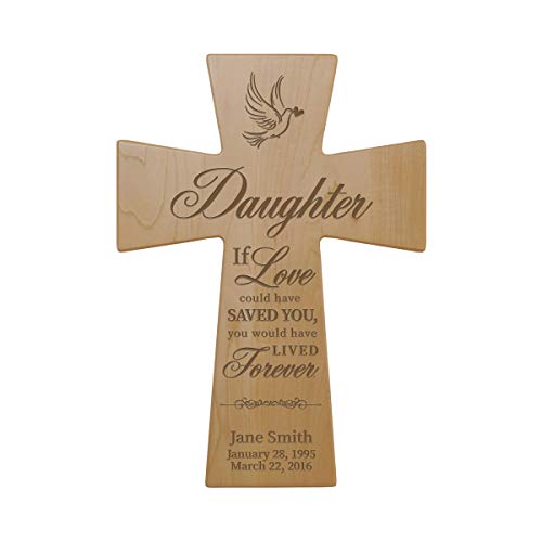 Custom Memorial Wooden Cross 7x11 Daughter, If Love Could Condolence Funeral Remembrance in Loving Memory Bereavement Gift for Loss of Loved One (Maple) - color: Maple