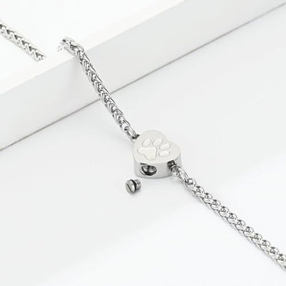 zeqingjw Cremation Heart Urn Bracelet for Pets Ashes Pet Paw Print Bangle for Dog Cat Ashes Stainless Steel Memorial Keepsake Urn Jewelry - color: Customize