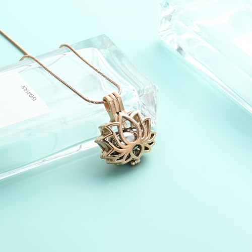 Cremation Jewelry Lotus Flower Urn Necklaces for Ashes Stainless Stell Memorial Ash Pendant Necklaces with Mini Urn Keepsake Ash Jewelry for Men Women Gifts with Funnel Filler Kit - color: Rose-Silver