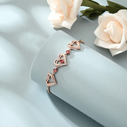 shajwo Heart Urn Bracelet for Ashes for Women - color: Rose Gold-Red