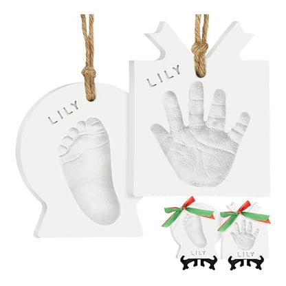 Baby Hand and Footprint Kit, Personalized Baby Christmas Ornament(Presents) - color: Trove, Presents