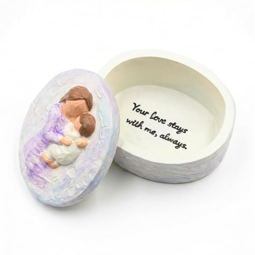 Gifts for Grandma from Granddaughter, Resin Keepsake Box with Lid Compact 3 in, Birthday Present, Hand-Painted Memory Box, Sentimental Grandmother Granddaughter Sculpture for Women - style: Mom's love