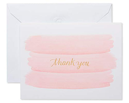 American Greetings 50-Count Blank Thank You Note Cards, Pink Watercolor Brushstroke Design